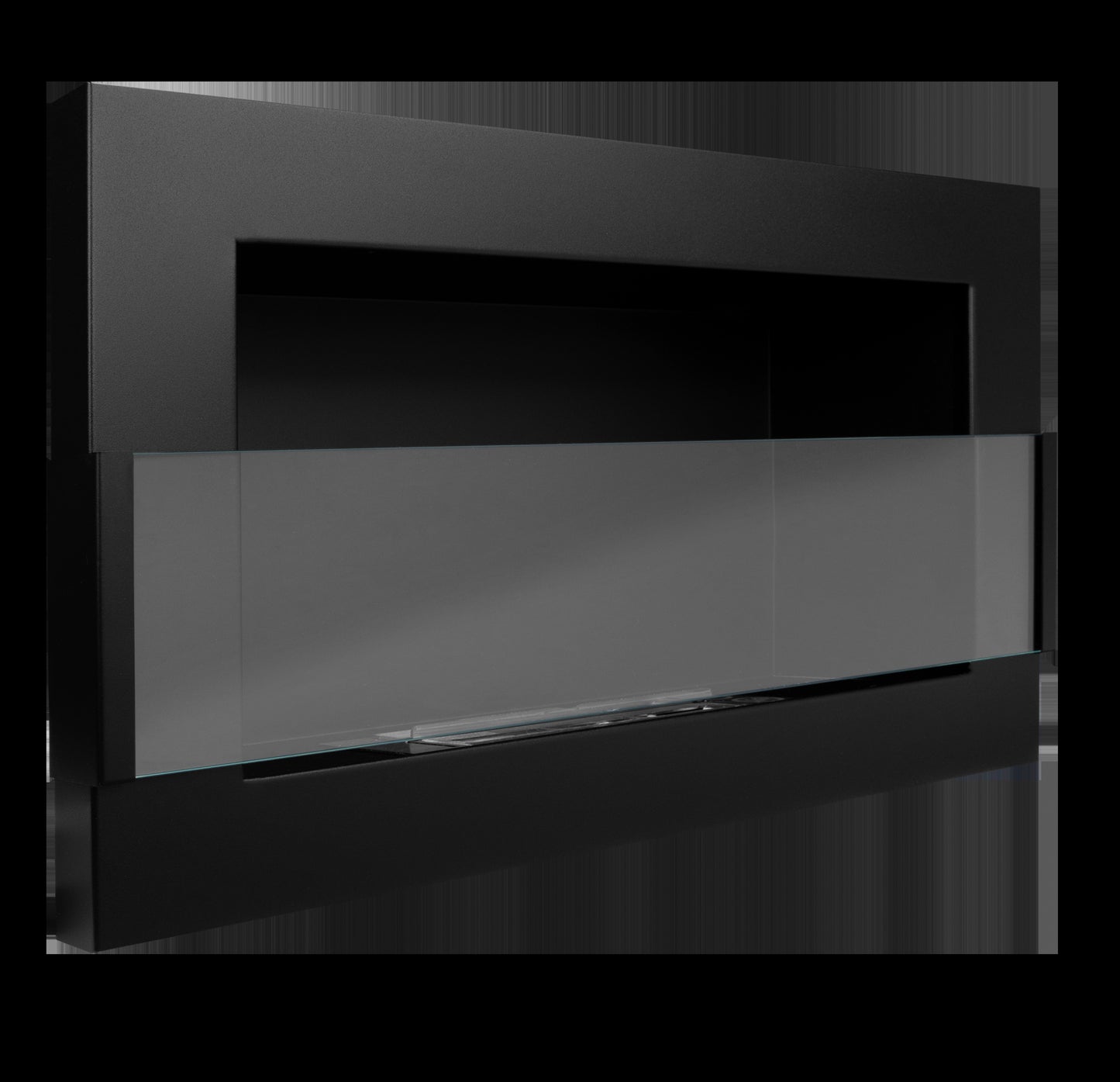 Bio-Ethanol Wandkamin 650x400 Schwarz Matt mit Glas – TÜV, Rauchfrei, Design