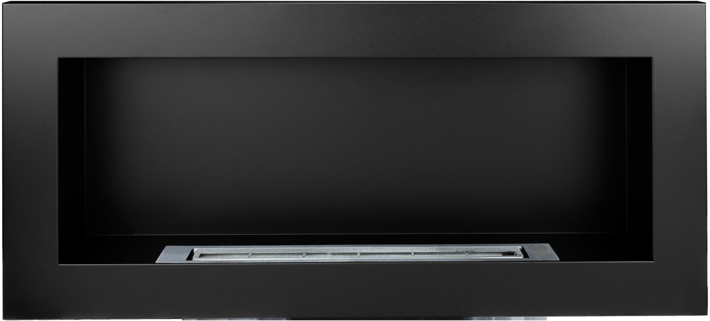 Bio-Ethanol Wandkamin 900x400 Schwarz Matt – TÜV, ohne Rauch & Schornstein