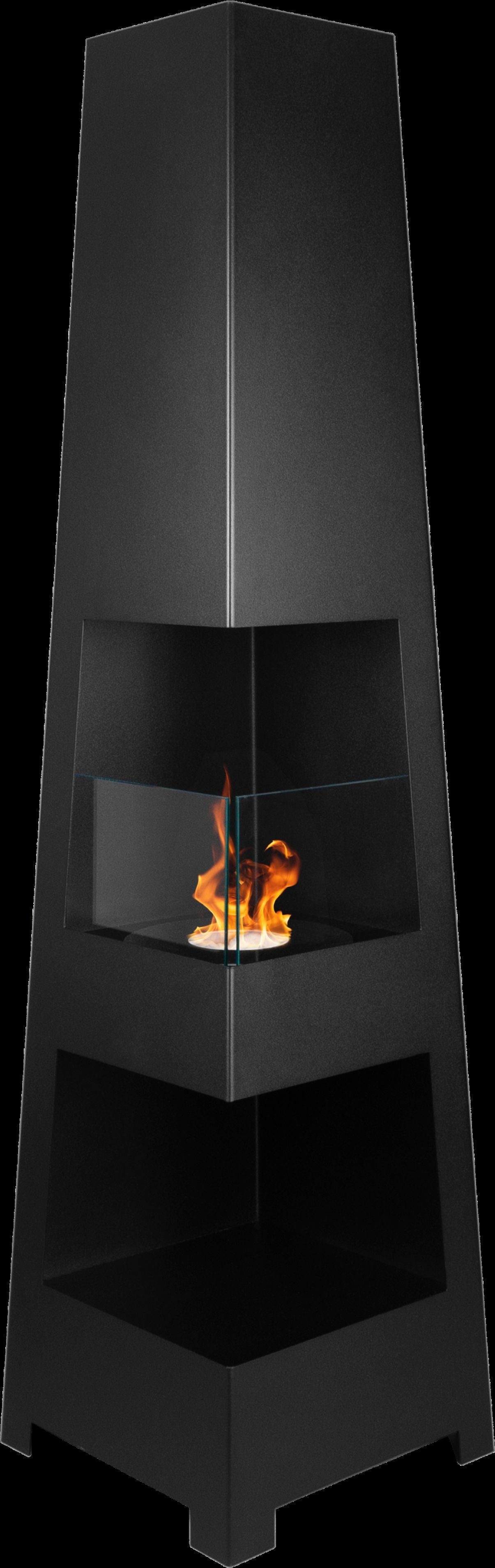Bioethanol Standkamin Pyramid Garden – Schwarz Matt, für Innen & Außen
