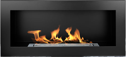 Bio-Ethanol Wandkamin 900x400 Schwarz Matt – TÜV, ohne Rauch & Schornstein