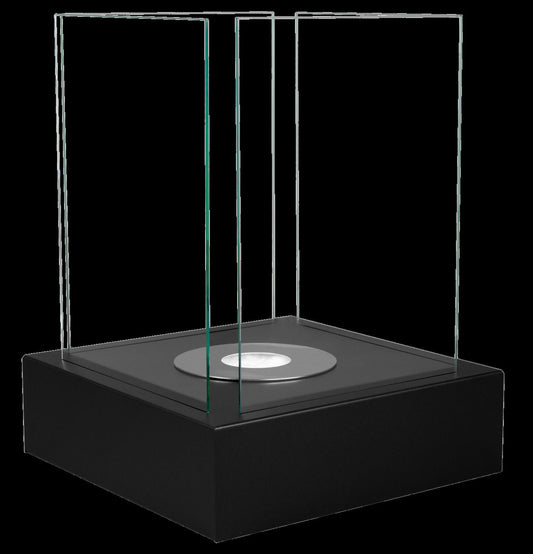 Bio-Ethanol Standkamin Schwarz mit Glas – 50 cm Höhe, Modernes Design
